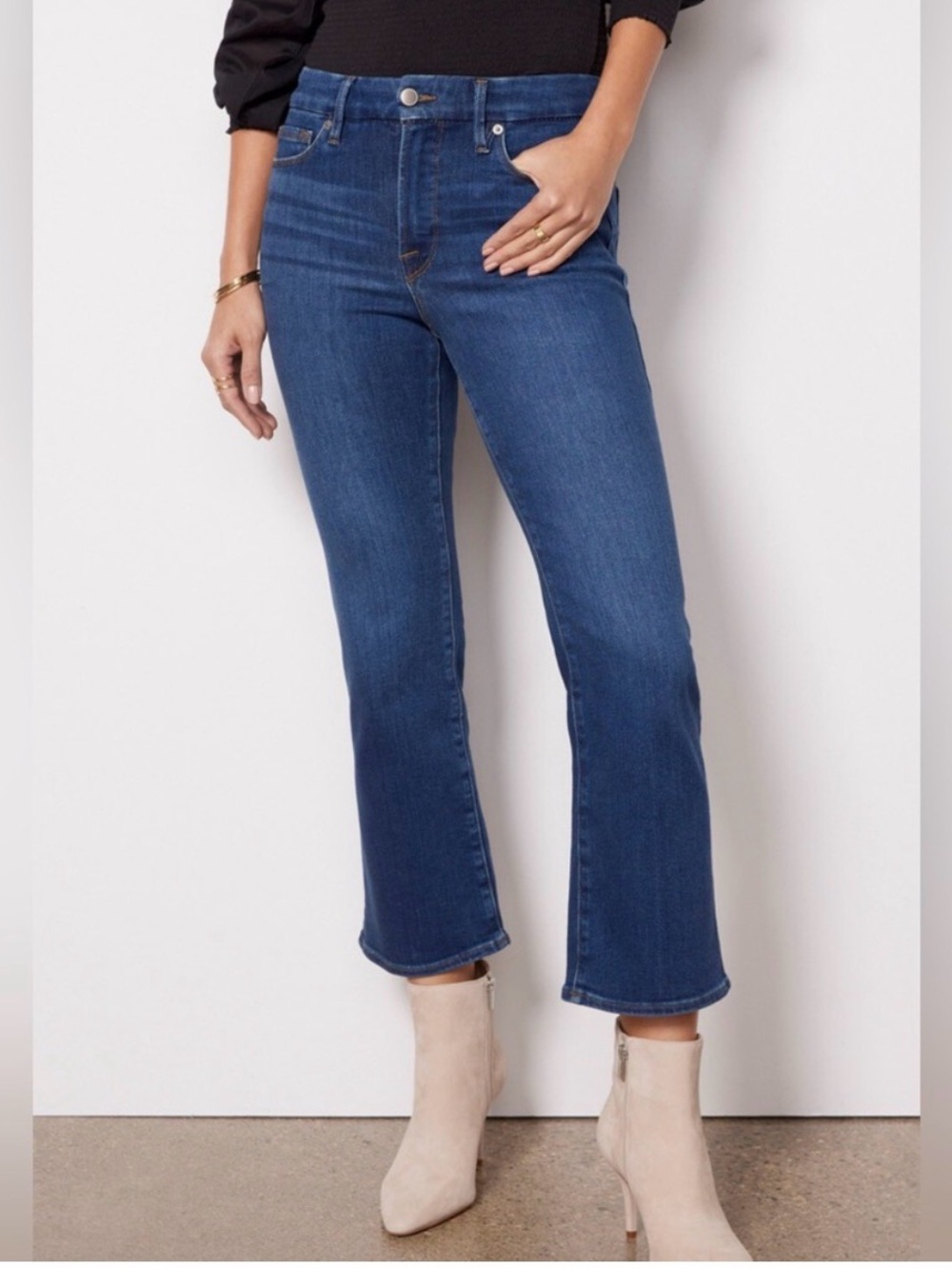 Good American Good Legs Cropped Mini Boot Jeans Size 4 / 27